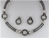 4031060 Designer Inspired Fashion Necklace & Earring Set Rope Style Rhodium P...