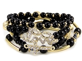 4031075 5 Strand Stretch Bracelet Black Beaded Love Cross Eternity Infinity S...