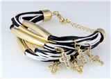 4031089 Black & White Cross Bracelet Christian Charm Jelly Look Rhinestones