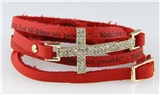 4031092 Matthew 19:26 Christian Cross Leather Wrap Bracelet Religious Bible J...