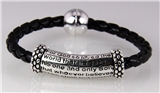 4031101 John 3:16 Christian Scripture Bracelet Barrel Faux Leather Braid Magn...