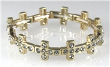 4031115 Gold Plated Cubic Zirconia Cross Stretch Bracelet Christian Religious...