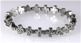 4031116 Petite Rhodium Plated Cubic Zirconia Repeating Cross Stretch Bracelet...