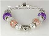 4031120 Pandora Style Love Mom Heart Bracelet Purple Flowers Silver Religious...