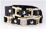 4031123 H Buckle Leather Wrap Bracelet CZ Stones Fashion Designer Look