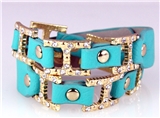 4031124 H Buckle Leather Wrap Bracelet CZ Stones Fashion Designer Look