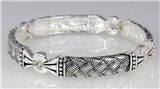 4031129 Designer Fashion Silver and Black Braided Rope Style Stretch Bracelet