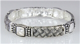 4031130 Designer Fashion Silver and Black Braided Rope Style Stretch Bracelet