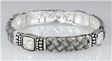 4031130 Designer Fashion Silver and Black Braided Rope Style Stretch Bracelet