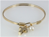 4031157 Cross Charm Wire Bracelet Gold Plated Christian Religious