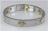 4031158 Cross Stretch Bracelet Christian Fashion Super Bling Ice Hollywood St...