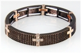 4031159 Cross Stretch Bracelet Christian Fashion Super Bling Chocolate Ice Ho...