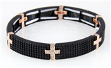 4031161 Cross Stretch Bracelet Christian Fashion Super Bling Chocolate Ice Ho...