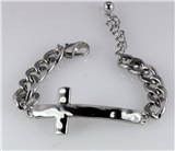 4031162 Chain Link Rhodium Silver Plated Cross Bracelet Christian Religious B...