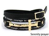 4031164 Serenity Prayer Leather Wrap Bracelet With Cross AA Al anon 12 Step