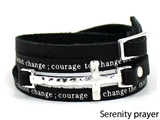 4031165 Serenity Prayer Leather Wrap Bracelet With Cross AA Al anon 12 Step