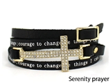 4031167 Serenity Prayer Leather Wrap Bracelet With Cross AA Al anon 12 Step