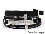 4031169 Serenity Prayer Leather Wrap Bracelet With Cross AA Al anon 12 Step