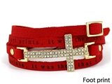 4031171 Footprints Poem Leather Wrap Bracelet Adjustable Belt Buckle Style Fo...