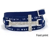 4031172 Footprints Poem Leather Wrap Bracelet Adjustable Belt Buckle Style Fo...