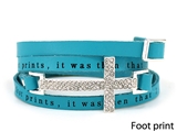 4031173 Footprints Poem Leather Wrap Bracelet Adjustable Belt Buckle Style Fo...