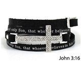 4031175 John 3:16 Leather Wrap Cross Bracelet Adjustable Belt Buckle For God ...