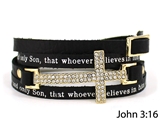 4031176 John 3:16 Leather Wrap Cross Bracelet Adjustable Belt Buckle For God ...