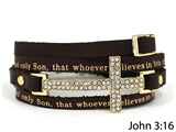 4031177 John 3:16 Leather Wrap Cross Bracelet Adjustable Belt Buckle For God ...