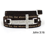 4031178 John 3:16 Leather Wrap Cross Bracelet Adjustable Belt Buckle For God ...