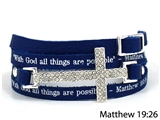 4031180 Matthew 19:26 Leather Wrap Cross Bracelet Scripture With God All Thin...
