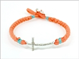 4031196 Cross Braided Leather Cord Style Bracelet Religious Fashion Jesus Scr...