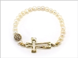 4031200 Beaded Cross Stretch Style Bracelet Religious Fashion Jesus Scripture...