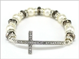 4031201 Beaded Cross Stretch Style Bracelet Religious Fashion Jesus Scripture...
