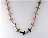 4031209 Cross Necklace 36 Inch Repeating Crosses 3 Colors Polished Silver Gol...