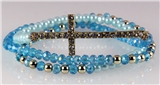 4031243 Christian Cross Beaded Wrap Stretch Bracelet Jewels Gems Crystals Rel...