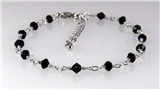 4031250 Black Bead & Rhodium Silver Chain Anklet Ankle Bracelet Fashion
