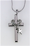 4031258 Cross & Heart Necklace Charm 16 Inch Chain w Extender Religious Chris...