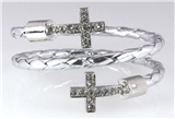 4031259 Silver Leather Like Braid Coil Cross Bracelet Christian Coiled Jesus ...