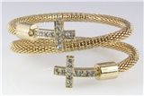 4031260 Gold Plated Braid Coil Cross Bracelet Christian Coiled Jesus Fashion