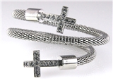 4031262 Silver Plated Braid Coil Cross Bracelet Christian Coiled Jesus Fashion