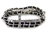 4031265 Chain & Leather Braid Wrap Bracelet Christian Fashion Religious