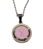 4031294 Courage Strength Serenity Pink Ribbon Necklace Medallion Pendant Breast Cancer Awareness