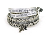 4031302 Serenity Prayer Leather Wrap Bracelet Woven Beads AA One Day At A Tim...