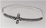 4031321 Petite Silver Tone Christian Cross Stretch Beaded Sideways Bracelet