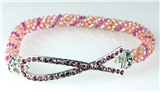 4031324 Pink Ribbon Breast Cancer Awareness Stretch Bracelet Beaded Support Cure