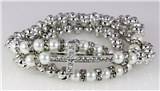 4031347 Absolutely Stunning Christian Cross Silver Tone Beaded Wrap Stretch B...