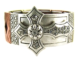 4031349 Stunning 3 Tone Cross Stretch Bracelet Christian Religious Jewelry Fa...