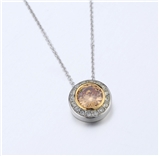 4031350 Designer Inspired Champagne Cognac CZ Pendant Necklace 2 Tone With Chain