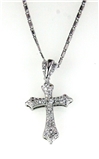 4031366 Silver Tone Cross CZ Pendant Necklace 16 Inch Chain Christian Religio...
