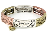 4031410 Faith Hope Love Tri Tone Stretch Bracelet Heart Charm 1 Corinthians S...